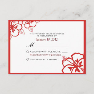 Blume für den weißen und roten Hibiskus - benutzer RSVP Karte