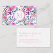 Blume für die Farbe Rosa Monogramm Visitenkarte (Vorne/Hinten)