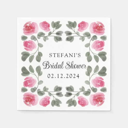 Blume für die Rosa Wasserfarbe Serviette (Vorderseite)