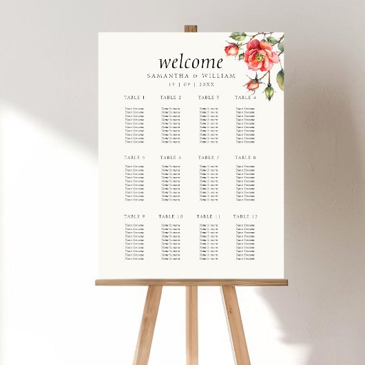 Blume für die Rose von Wasserfarben Hochzeitsstich Poster