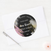 Blume für die schwarze goldene Wasserfarbe Runder Aufkleber (Umschlag)