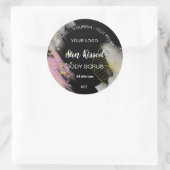 Blume für die schwarze goldene Wasserfarbe Runder Aufkleber (Tasche)