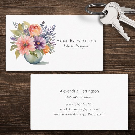 Blume für einfache Wasserfarben in Vase Visitenkarte