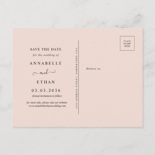 Blume für Erdnüsse und Gold Save the Date Postkarte (Rückseite)