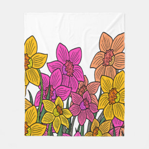 Blume für farbenfrohe Kleidung Fleecedecke