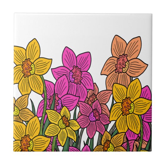 Blume für farbenfrohe Kleidung Fliese (Vorderseite)
