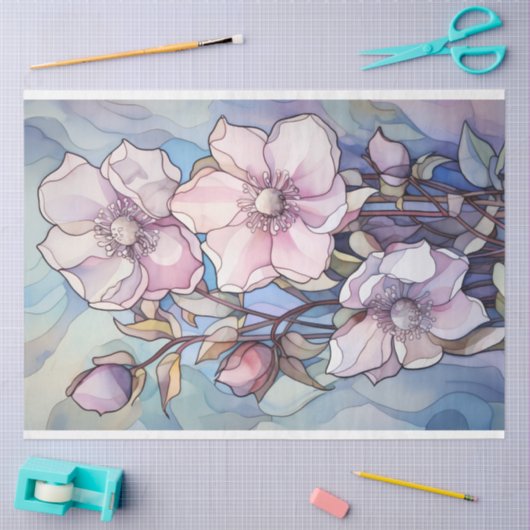 Blume für festgehaltenes Glas Seidenpapier (Basteln)