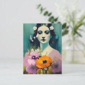 Blume für Frauen und Mohn Postkarte (Stehend Vorderseite)
