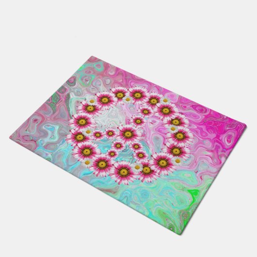 Blume für Friedenszeichen Fußmatte (Schrägansicht)