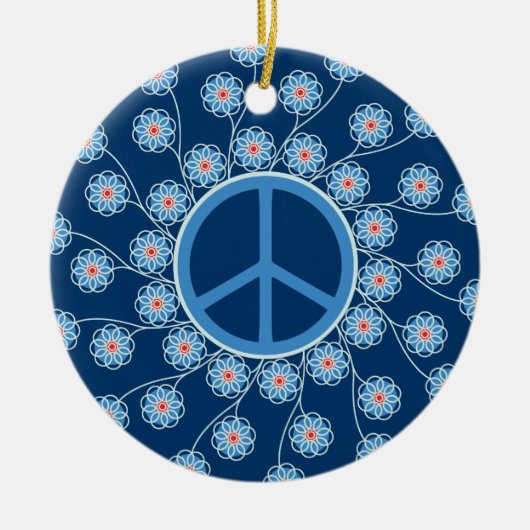 Blume für Friedenszeichen Keramik Ornament (Vorne)