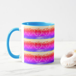 Blume für Friedenszeichen mit Regenbogenfarben Tasse