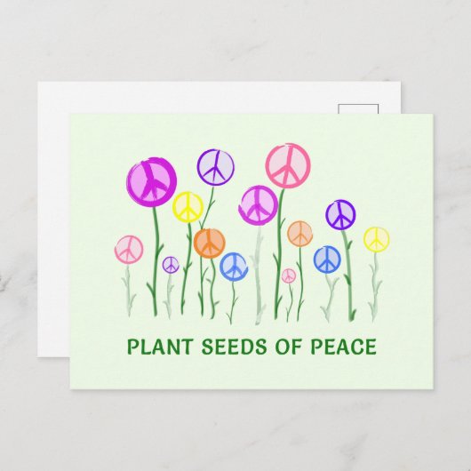 Blume für Friedenszeichen Postcard - Pflanze - Fri Postkarte (Vorne/Hinten)