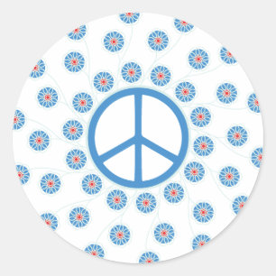 Blume für Friedenszeichen Runder Aufkleber
