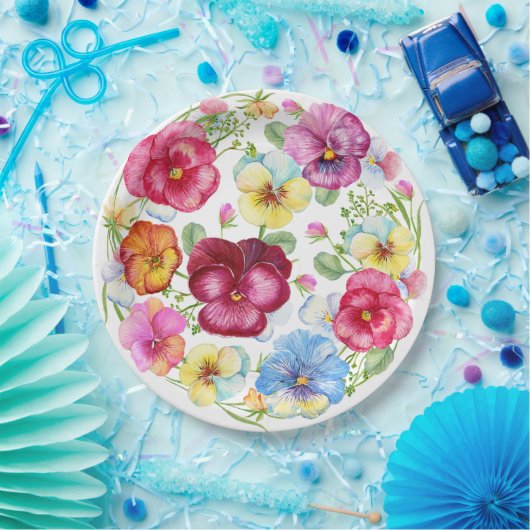 Blume für gemischte Aquarellfarben Pappteller (Party)