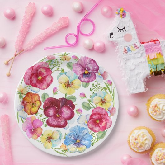 Blume für gemischte Aquarellfarben Pappteller (Party)