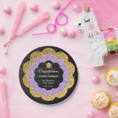 Blume für Gold und Lila Glitzer Abschluss Day Pappteller (Party)