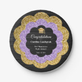 Blume für Gold und Lila Glitzer Abschluss Day Pappteller (Vorderseite)