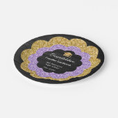 Blume für Gold und Lila Glitzer Abschluss Day Pappteller (Schrägansicht)