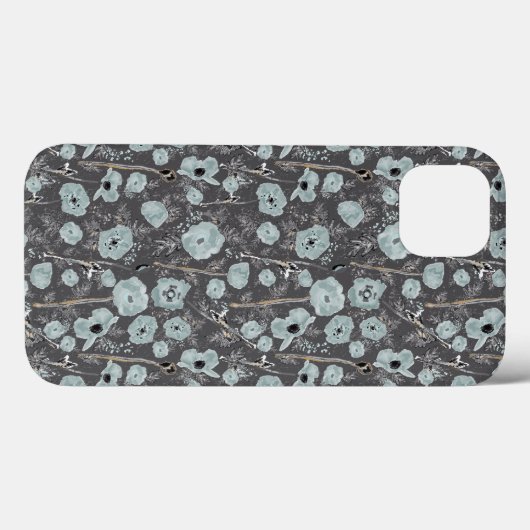Blume für graue blaue Mohnblumen Case-Mate iPhone Hülle (Rückseite (Horizontal))