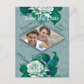 Blume für grüne/weiße Rosen im Grünbuch Ankündigungspostkarte (Vorderseite)