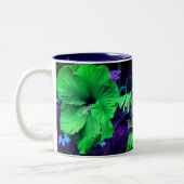 Blume für grünen Hibiskus Personalisiert Zweifarbige Tasse (Links)