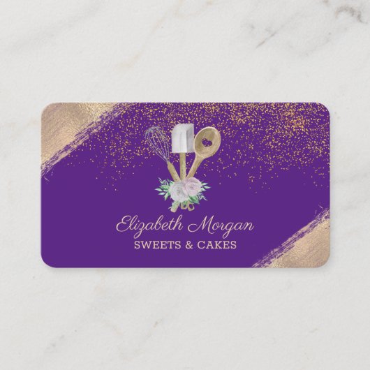 Blume für Handgebäck Gold Confetti Visitenkarte (Vorderseite)