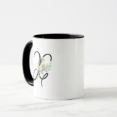 Blume für handgeschriebene schwarze Buchstaben "X" Tasse (Vorderseite Links)