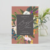 Blume für helle Zitrusfrüchte | Kaki | Brautparty Einladung (Stehend Vorderseite)