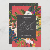 Blume für helle Zitrusfrüchte | Rot | Brautparty Einladung (Vorne/Hinten)