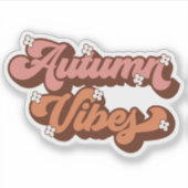 Blume für Herbstfarben Retro-Text und Dainty Aufkleber (Vorderseite)