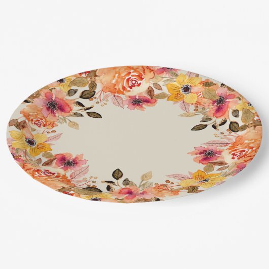 Blume für Herbstwasserfarben Pappteller (Schrägansicht)