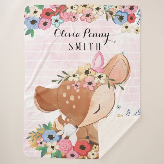 Blume für Hirsche Wasserfarben Rosa Streifen + Nam Sherpadecke (Vorderseite)