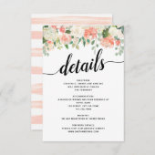 Blume für Hochzeiten, Pfirsich und Blush Begleitkarte (Vorne/Hinten)