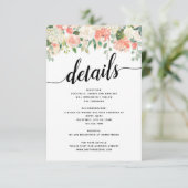 Blume für Hochzeiten, Pfirsich und Blush Begleitkarte (Stehend Vorderseite)