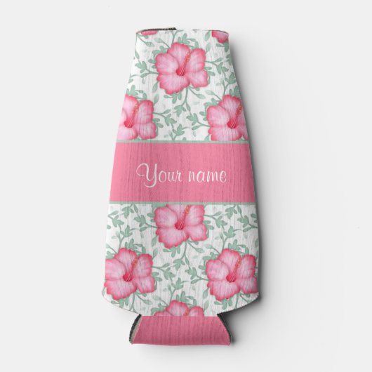 Blume für hübsch rosa Hibisken Flaschenkühler (Vorderseite)