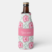 Blume für hübsch rosa Hibisken Flaschenkühler (Flaschenvorderseite)