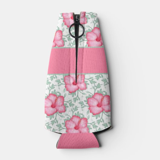 Blume für hübsch rosa Hibisken Flaschenkühler (Rückseite)