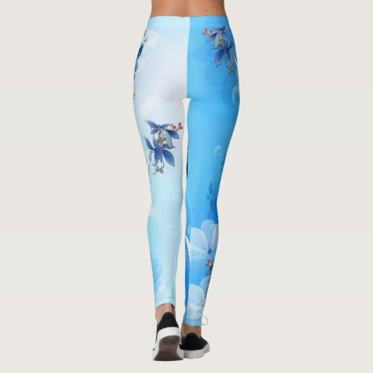 Blume für illustrierte Wasserfarben Leggings (Rückseite)