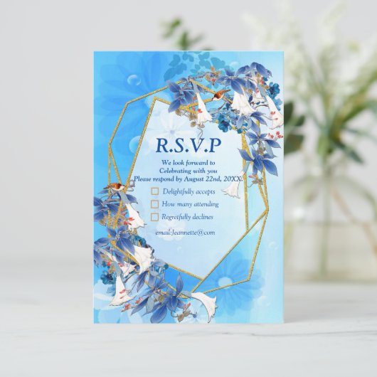 Blume für illustrierte Wasserfarben RSVP Karte (Stehend Vorderseite)