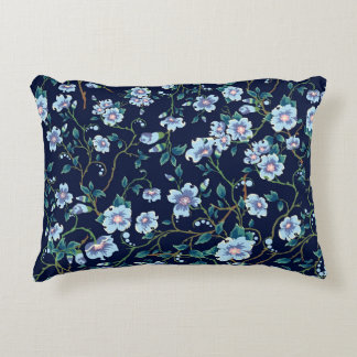 Blume für Kinder: nahtlos dunkelblau Dekokissen