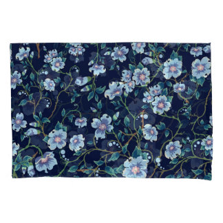 Blume für Kinder: nahtlos dunkelblau Kissenbezug