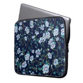 Blume für Kinder: nahtlos dunkelblau Laptopschutzhülle (Vorderseite Links)