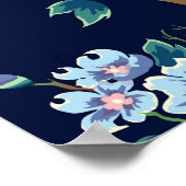 Blume für Kinder: nahtlos dunkelblau Poster (Ecke)
