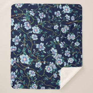 Blume für Kinder: nahtlos dunkelblau Sherpadecke