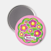 Blume für Kinder - rosa Magnet (Vorderseite/Rückseite)