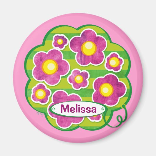 Blume für Kinder - rosa Magnet (Vorne)