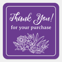 Blume für kleine Unternehmen Vielen Dank Quadratischer Aufkleber