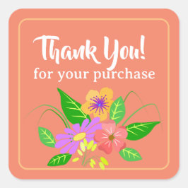 Blume für kleine Unternehmen Vielen Dank Quadratischer Aufkleber