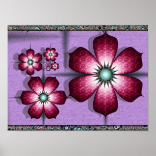 Blume für lila Fraktal Poster