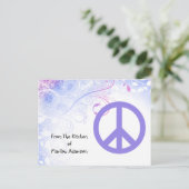 Blume für lila Friedenszeichen Postkarte (Stehend Vorderseite)